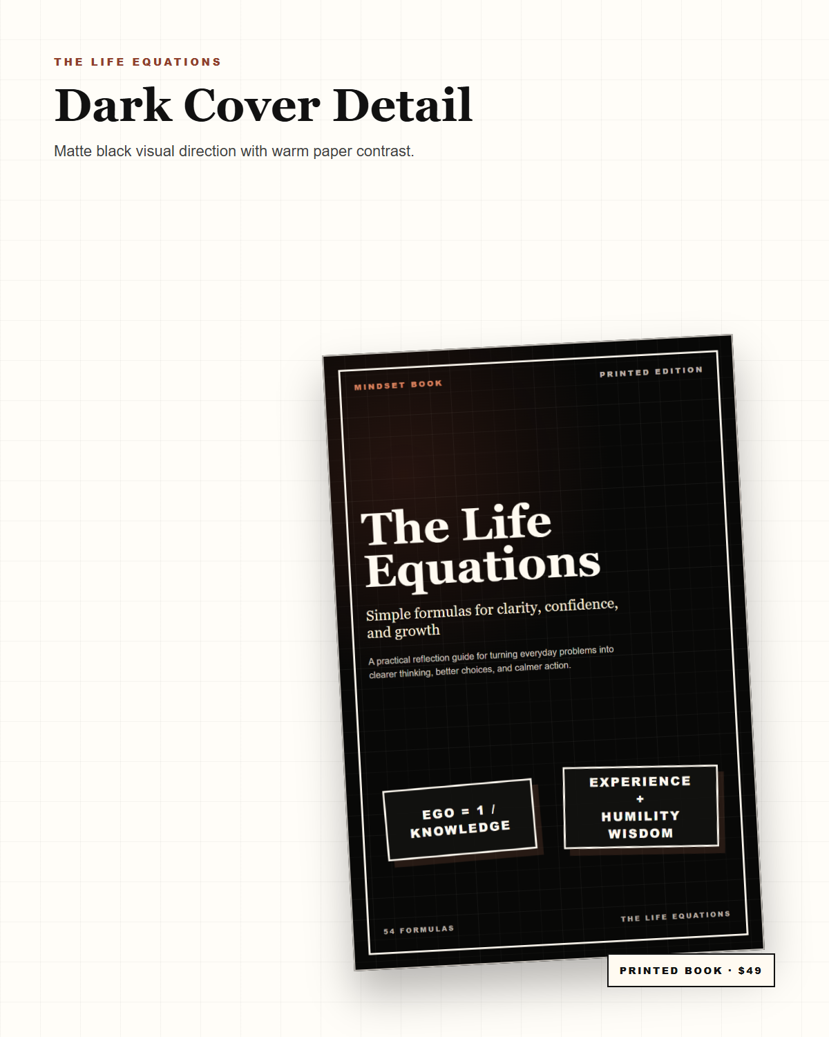 The Life Equations printed book cover detail mockup
