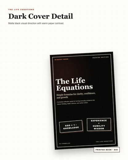 The Life Equations printed book cover detail mockup