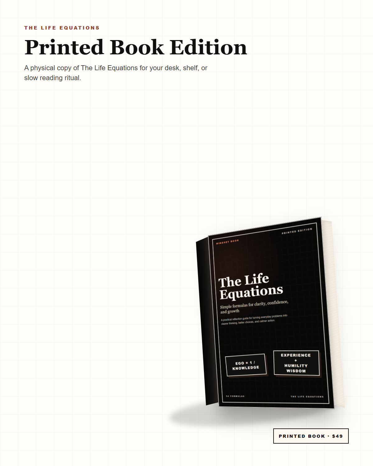 The Life Equations printed book hero mockup